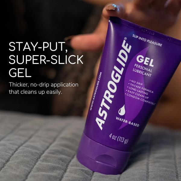 (3) Astroglide Water Based Lube (4oz), Ultra Gentle Gel Personal Lubricant for Vaginal and Anal Sex, Stays Put with No Drip, Sex Lube, Long-Lasting for Men, Women and Couples, Safe for Toys