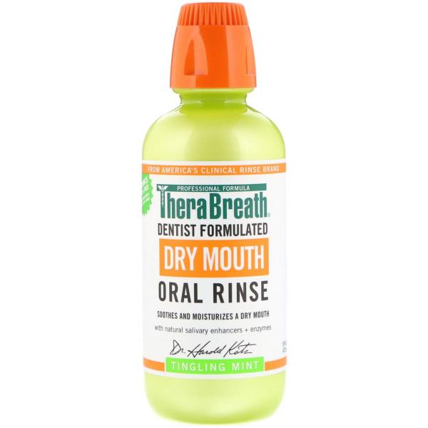 (2) Thera Breath Dry Mouth Oral Rinse Tingling Mint, 16 Oz