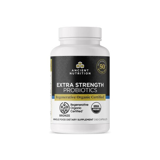 Ancient Nutrition Extra Strength Probiotics - Regenerative Organic Certified, 50 Billion CFUs, 60 Capsules