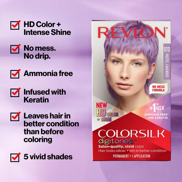 Revlon ColorSilk Digitones Permanent Hair Color with Keratin, 95D Pastel Pink, 2 Count