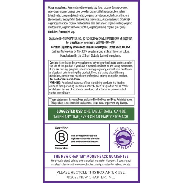 New Chapter Women's Multivitamin for Immune, Beauty + Energy Support with Fermented Nutrients - Every Woman's One Daily, Made with Organic Vegetables & Herbs, Non-GMO, Gluten Free, 48 Count