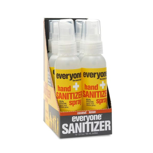 everyone for every body Hand Sanitizer Spray: Coconut and Lemon, Travel Size, 2 Ounce, 2 Count