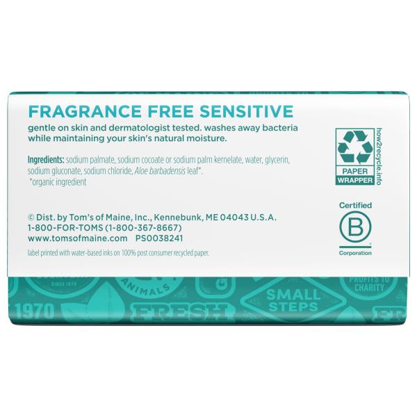 Tom’s of Maine Natural Beauty Bar Soap For Women and Men, Fragrance Free, Sensitive Skin, 5 oz Bar (Pack of 6)