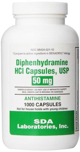 Diphenhydramine HCL 1000 Caps by SDA Labs 2/2027