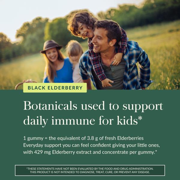 Gaia Herbs GaiaKids Black Elderberry Daily Gummies for Kids - Delicious Immune Support Supplement - Certified Organic Black Elderberries for Immune System Support - 40 Gummies (40-Day Supply)
