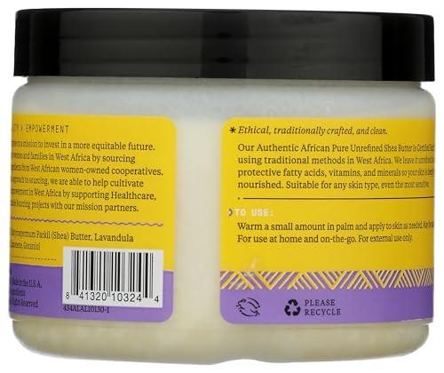 ALAFFIA Lavender Authentic African Unrefined Shea Butter, 11 OZ