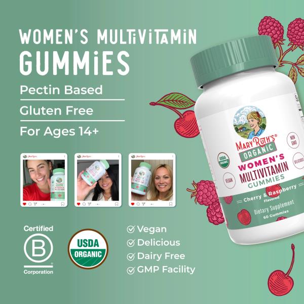 (2 bottles) MaryRuth Organics Multivitamin for Women 14 | Women's Multivitamin Gummies for Immune Support| Skin Health | Sugar Free | Vegan | Non-GMO | 60 Count