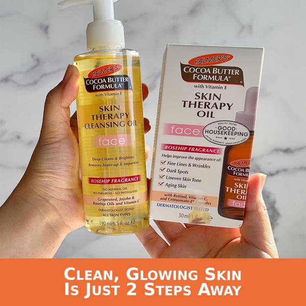(2) Palmer's Cocoa Butter Skin Therapy Oil, Makeup Remover Rosehip 6.5 Oz