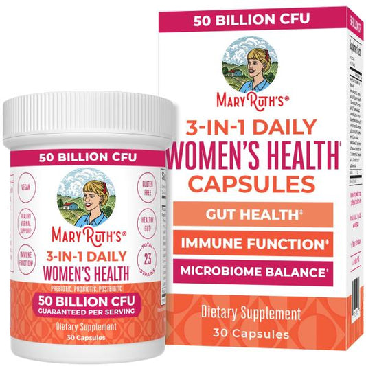 Lot of 2 MaryRuth Organics 3-in-1 Daily Health Probiotics for Women | Clinically Tested | Hormone Support & Gut Health Supplement | 50 Billion CFU | Allergen Free | 30 ct