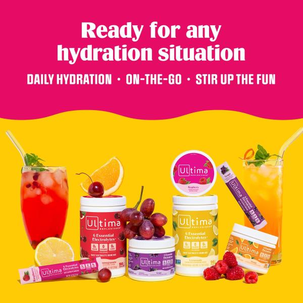 Ultima Replenisher Daily Electrolyte Powder Drink Mix – Sugar Free – Grape, 30 Servings – Hydration Powder with 6 Key Electrolytes and Trace Minerals – Keto Friendly, Vegan, Non-GMO