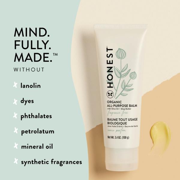 The Honest Company Organic All Purpose Balm | Gentle for Baby | Soothes + Moisturizes | Plant-Based + Hypoallergenic | 3.4 oz