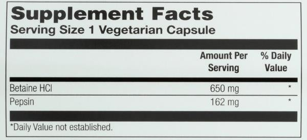 Solaray High Potency HCL + Pepsin 650 mg VCapsules, 100 Count