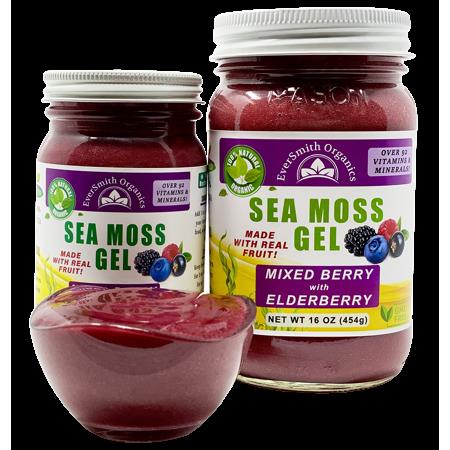 Organic Sea Moss Gel (Mixed Berry) - LARGE 16 OZ - Real Fruit - Wildcrafted Sea Moss