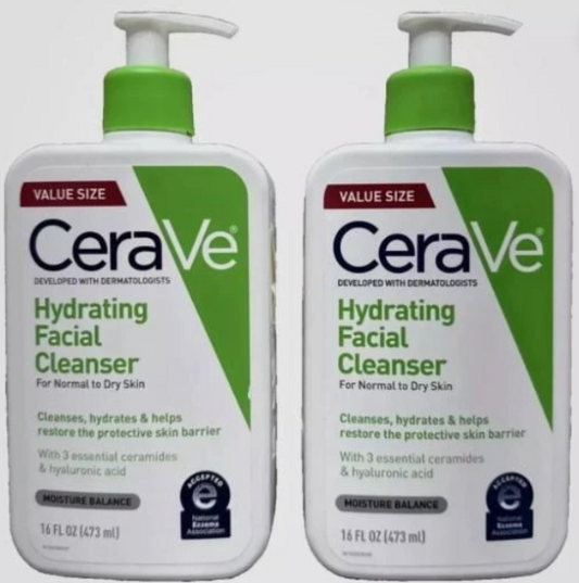 (2 Pack) CeraVe Hydrating Facial Cleanser - Value Size, Normal to Dry Skin