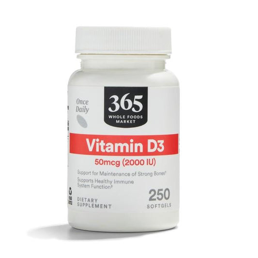 (6 bottles) 365 by Whole Foods Market, Vitamin D3 2000 IU, 250 ct