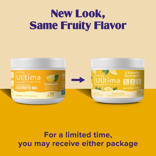 Ultima Replenisher Daily Electrolyte Powder Drink Mix – Sugar Free – Lemonade, 30 Servings – Hydration Powder with 6 Key Electrolytes and Trace Minerals – Keto Friendly, Vegan, Non-GMO