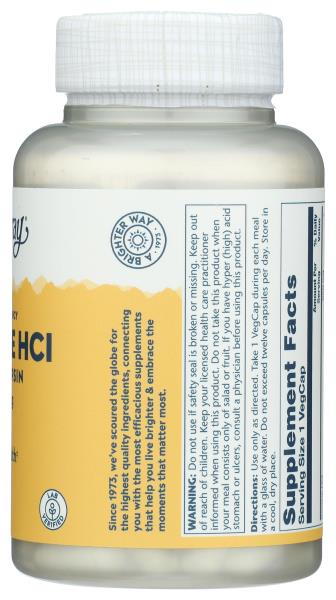 Solaray High Potency HCL + Pepsin 650 mg VCapsules, 100 Count