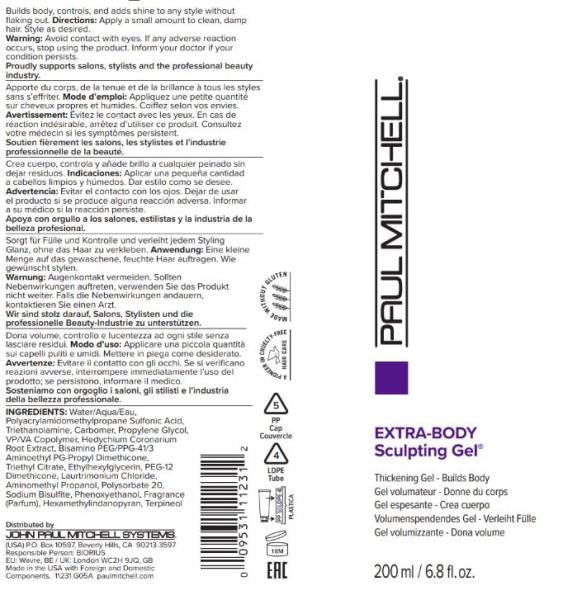 (3) Paul Mitchell Extra-Body Sculpting Gel, Thickens + Builds Body, 6.8 fl. oz.
