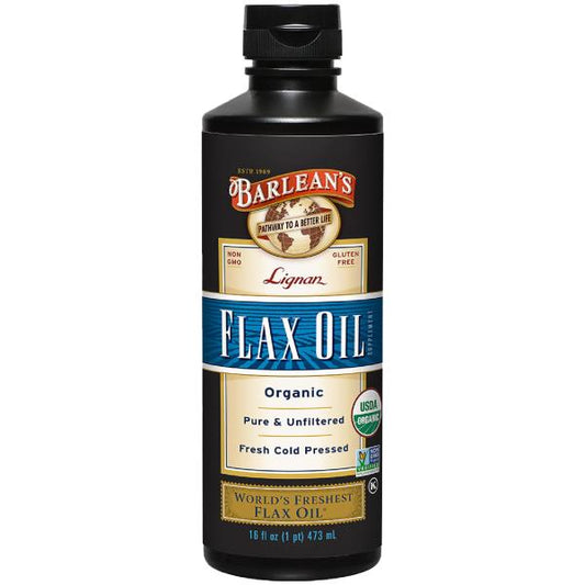 READ Barlean's Organic Lignan Omega 3 Flaxseed Oil Liquid Supplement for Men and Women, Cold Press Flax Seeds, 7230mg ALA Fatty Acid, Vegan and Gluten Free, 16 oz