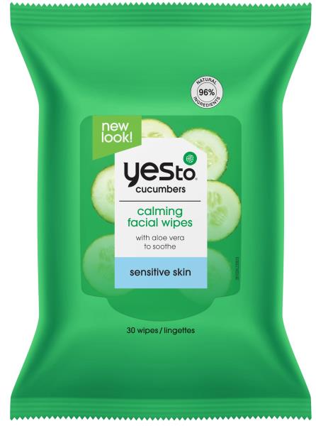 2 Packs Yes To Face Wipes for Women and Men, Sensitive Facial Cleansing Wipes for use as a Make Up Remover, Cleaning, Soothing, Cucumbers Aloe Vera
