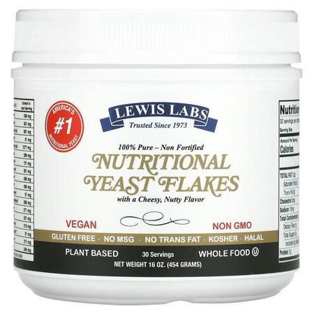 Lewis Labs, Nutritional Yeast Flakes, Cheesy Nutty, 16 Oz (454 G)